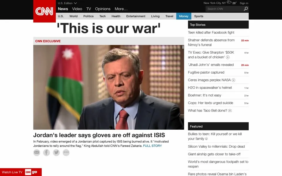 cnn.com homepage in 2015