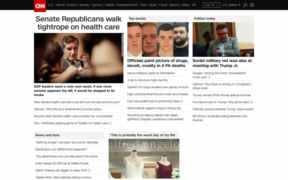 cnn.com homepage in 2017