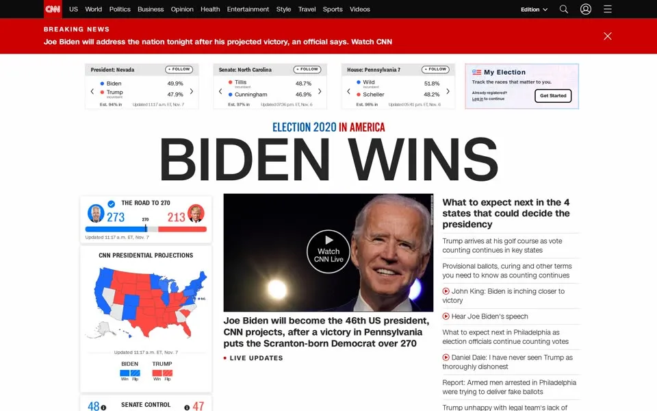 cnn.com homepage in 2020