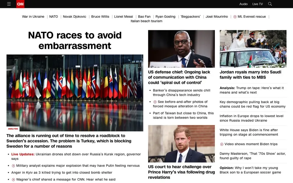 cnn.com homepage in 2023