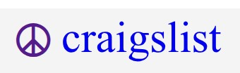 Craigslist logo on the 2024 craigslist.org homepage: a purple peace sign appears left of the blue wordmark