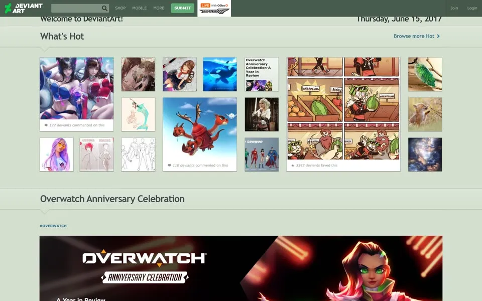 deviantart.com homepage in 2017