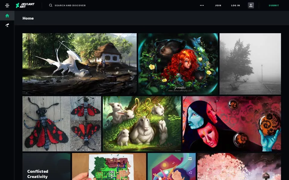deviantart.com homepage in 2021
