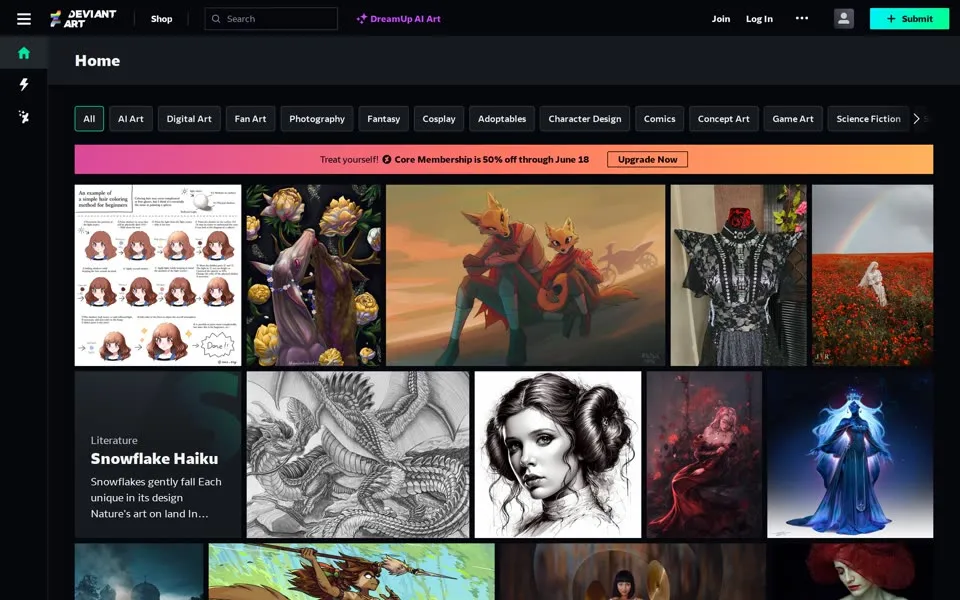 deviantart.com homepage in 2024
