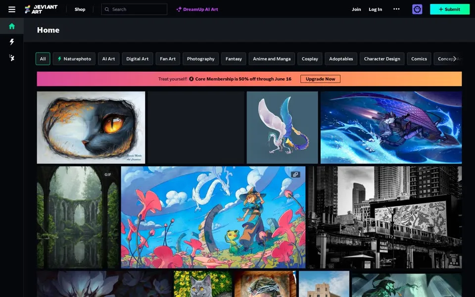 deviantart.com homepage in 2025