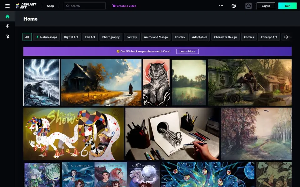 deviantart.com homepage in 2026