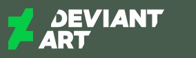 DeviantArt logo on the 2014 deviantart.com homepage: A green slashed symbol joins a stacked white wordmark