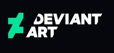 DeviantArt logo on the 2020 deviantart.com homepage: The slashed symbol changes from green to mint