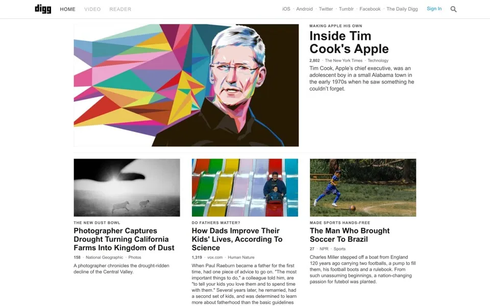 digg.com homepage in 2014