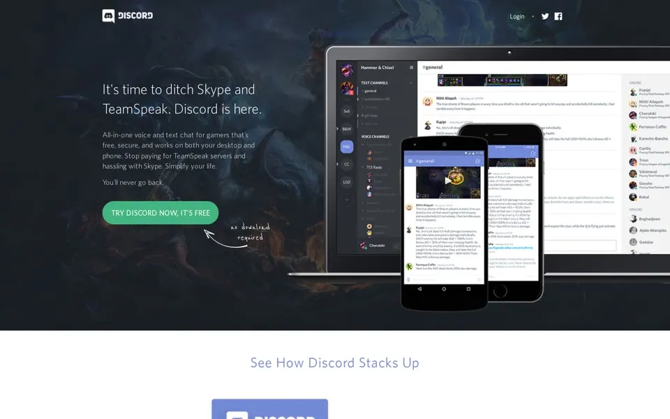 discord.com homepage in 2015