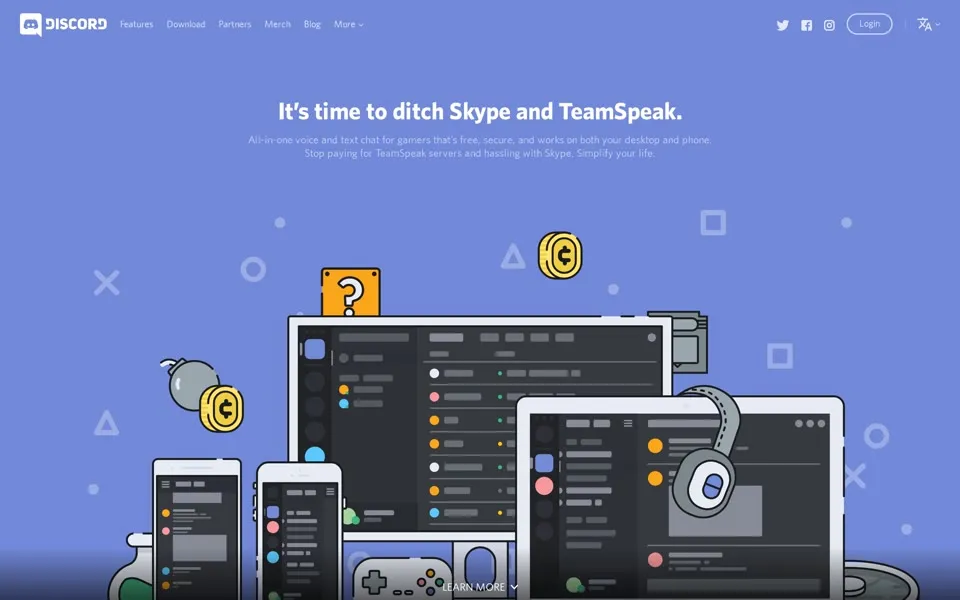 discord.com homepage in 2016