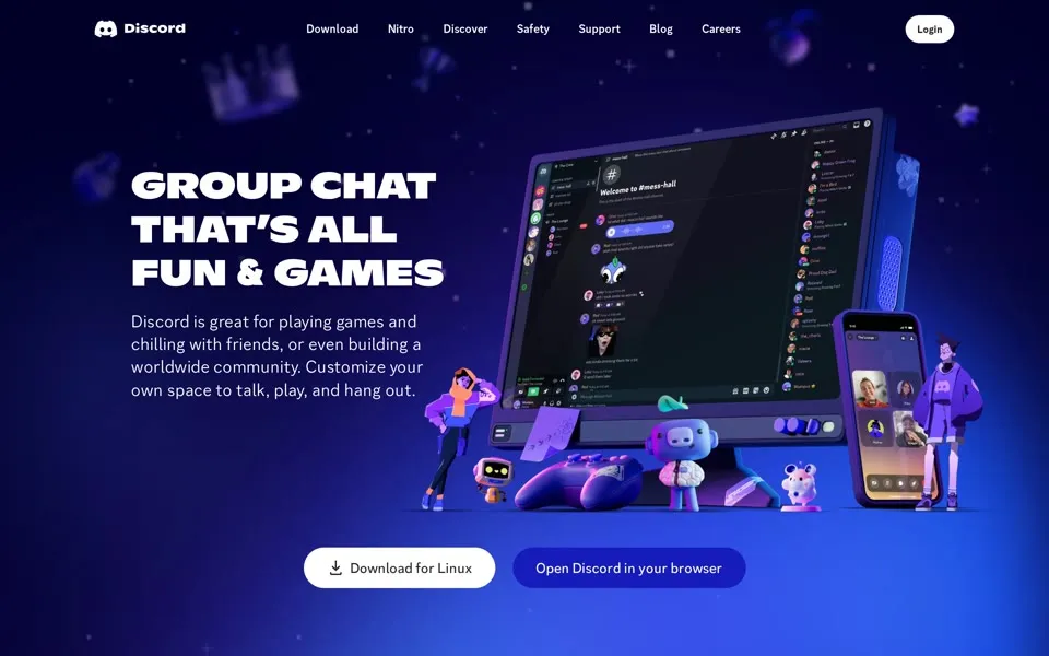 discord.com homepage in 2024
