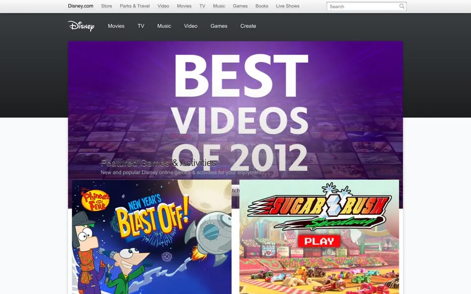 disney.com homepage in 2013