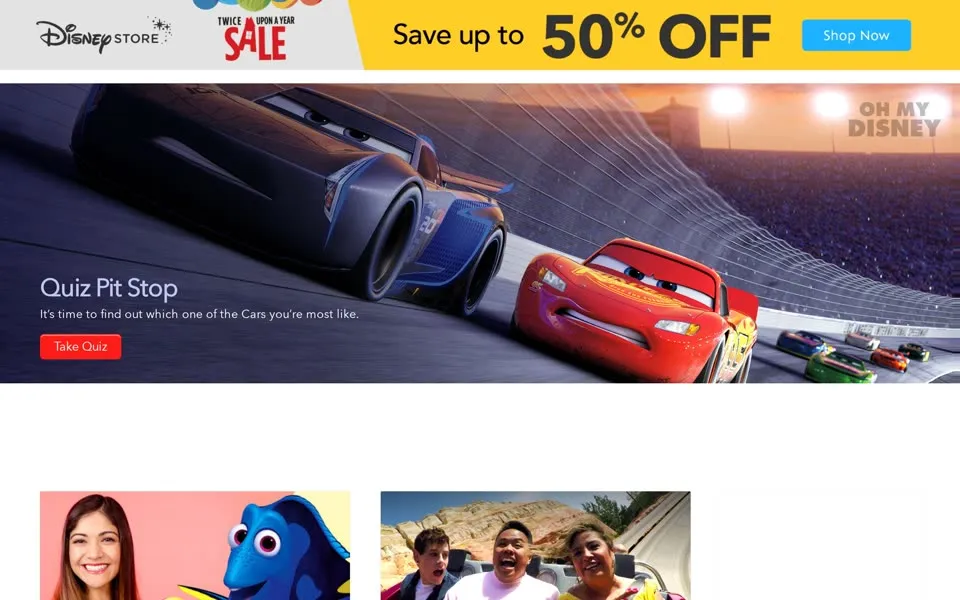 disney.com homepage in 2017
