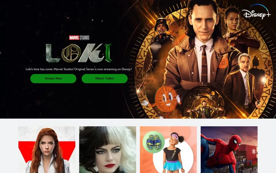 disney.com homepage in 2021