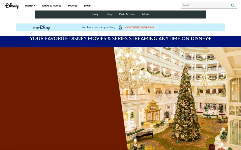 disney.com homepage in 2022