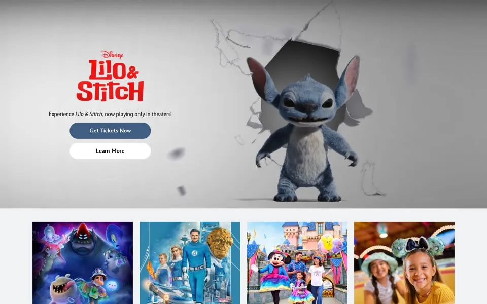 disney.com homepage in 2025
