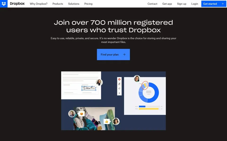 dropbox.com homepage in 2023