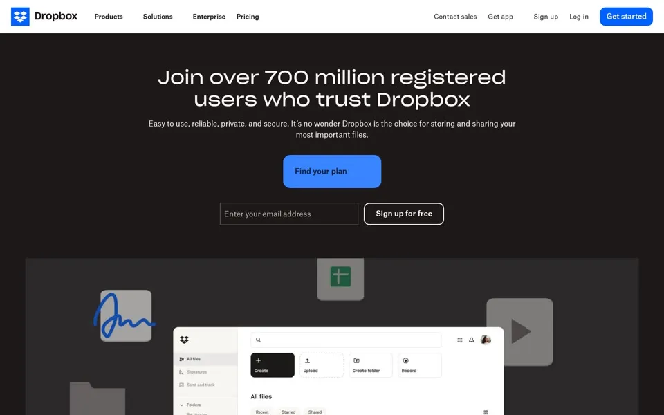 dropbox.com homepage in 2024