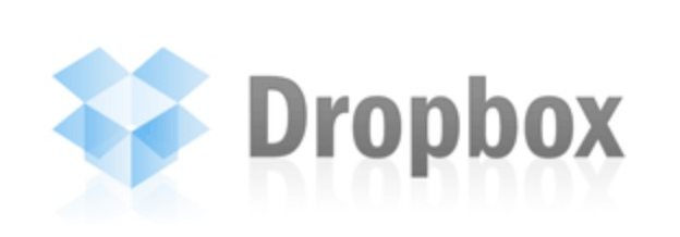 Dropbox logo on the 2007 dropbox.com homepage: faded open-box icon and grey wordmark, pre-launch