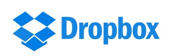 Dropbox logo on the 2015 dropbox.com homepage: flat blue box with a flat blue wordmark