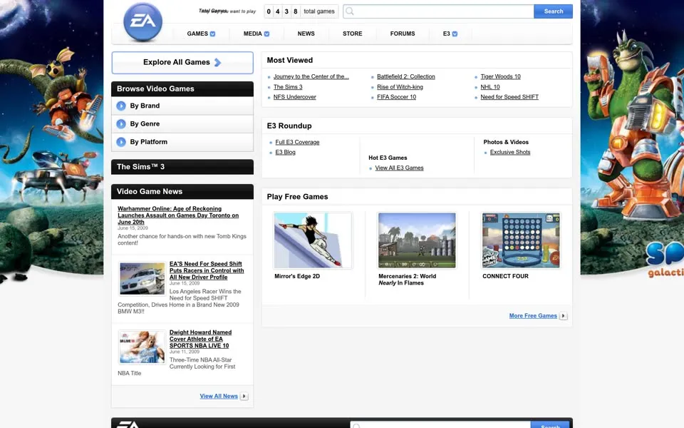 ea.com homepage in 2009