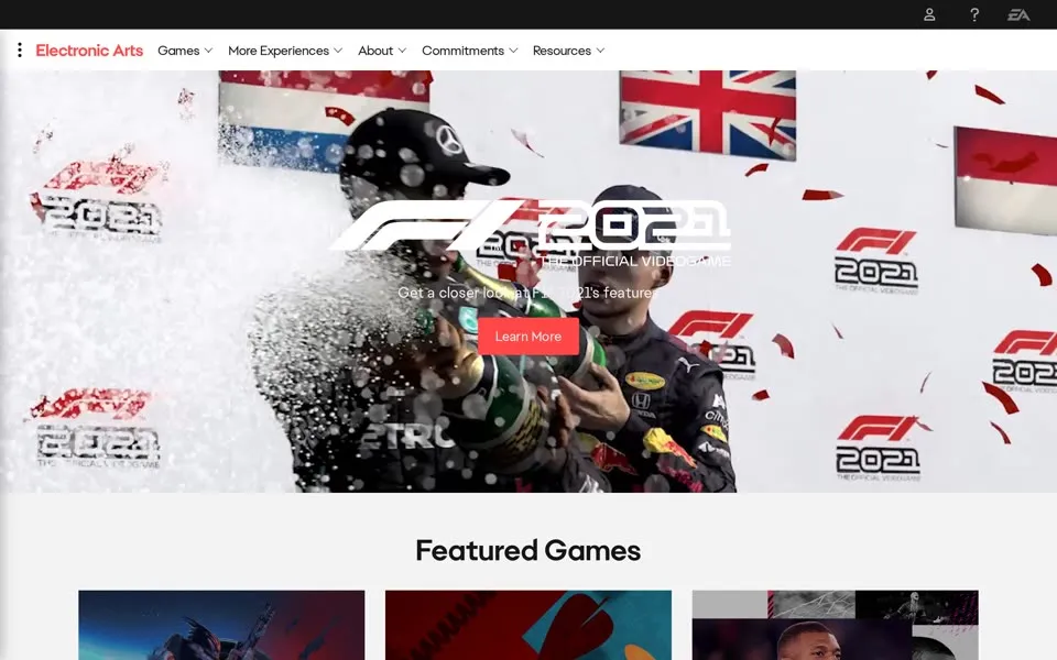 ea.com homepage in 2021