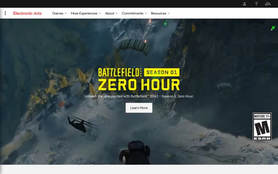 ea.com homepage in 2022