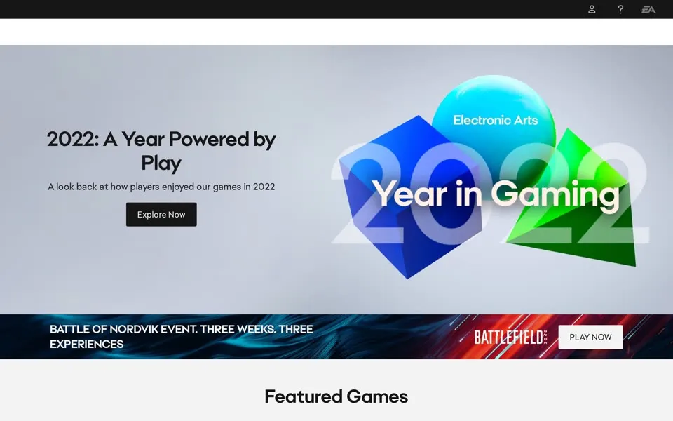 ea.com homepage in 2023