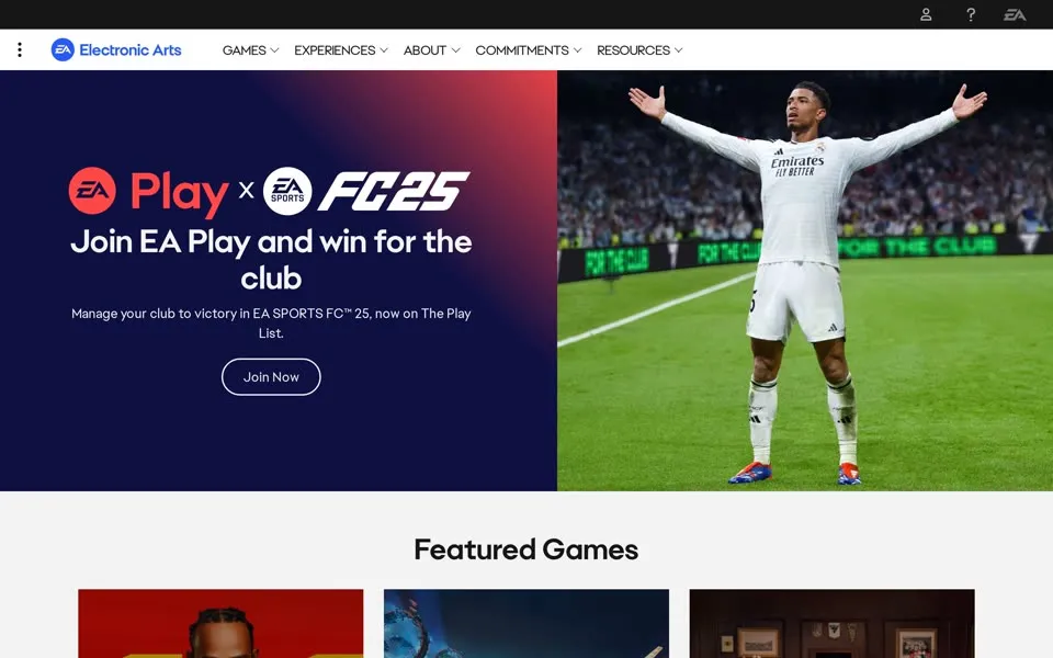 ea.com homepage in 2025