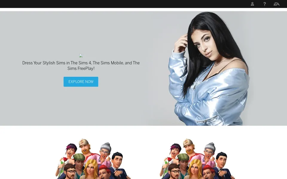 The Sims 4 game page on ea.com, January 4, 2019: “Dress Your Stylish Sims in The Sims 4, The Sims Mobile, and The Sims FreePlay!”