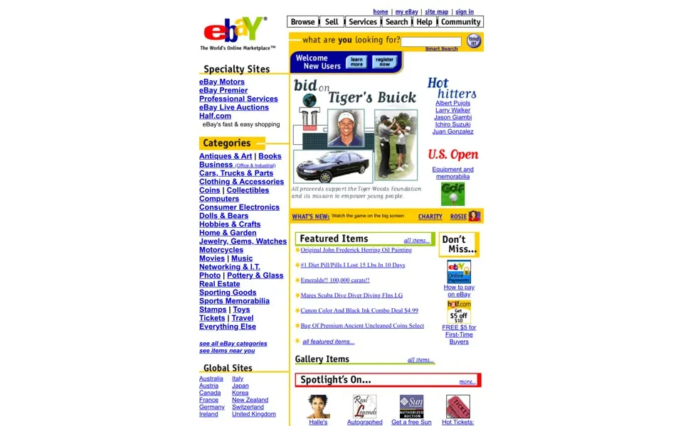 ebay.com homepage in 2001