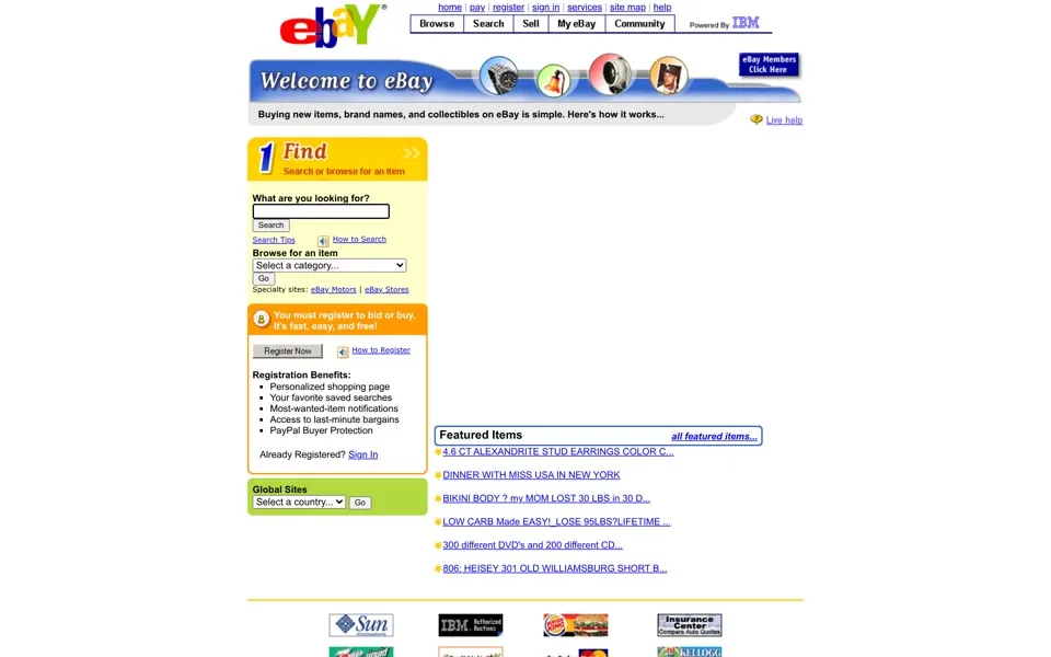 ebay.com homepage in 2004