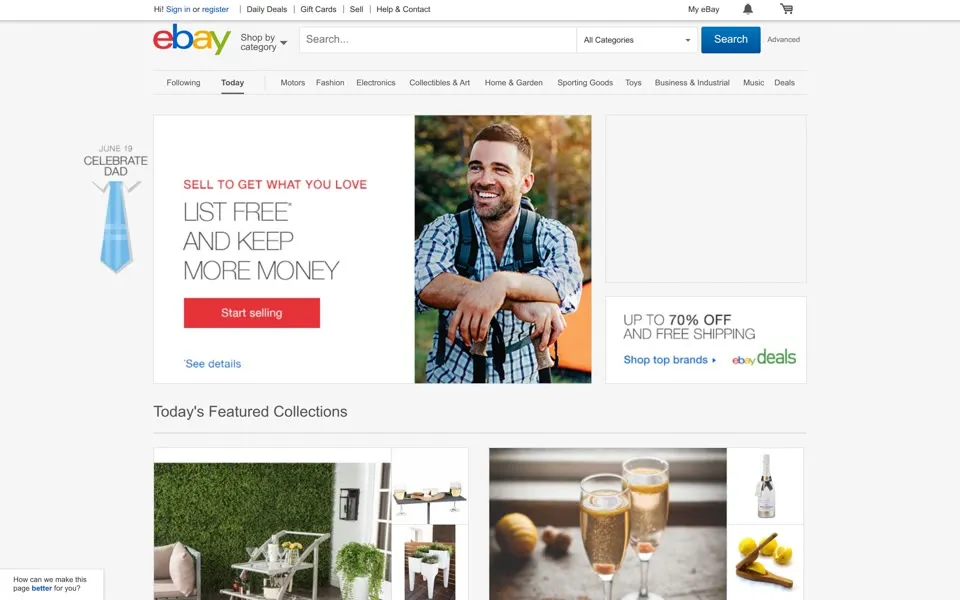 ebay.com homepage in 2016