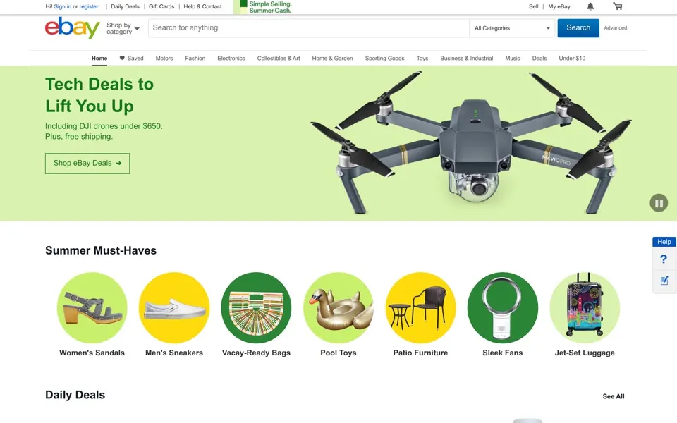 ebay.com homepage in 2018