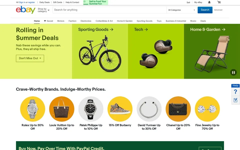 ebay.com homepage in 2019