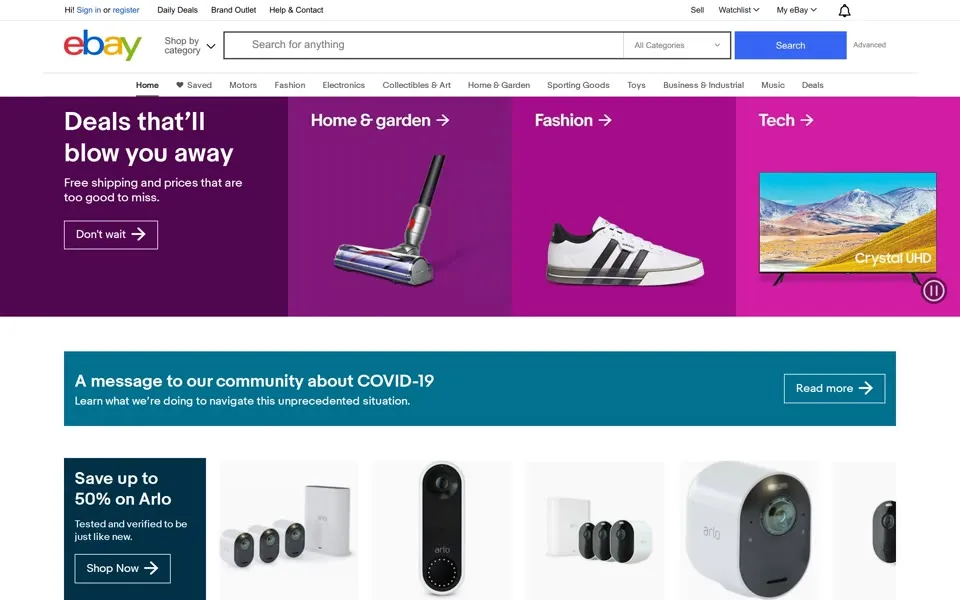 ebay.com homepage in 2021
