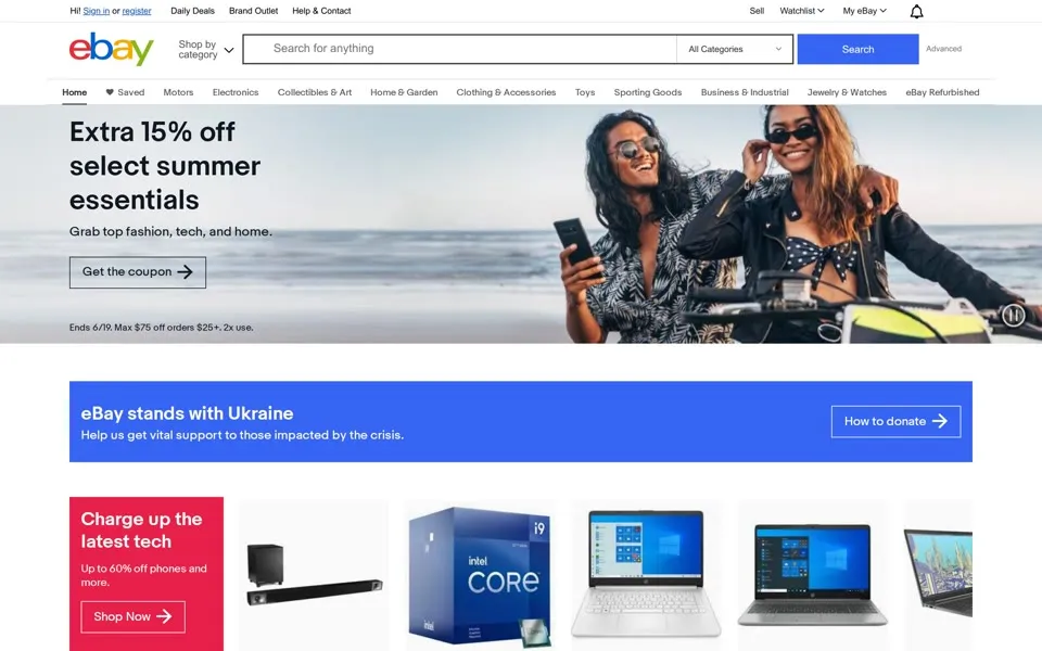 ebay.com homepage in 2022