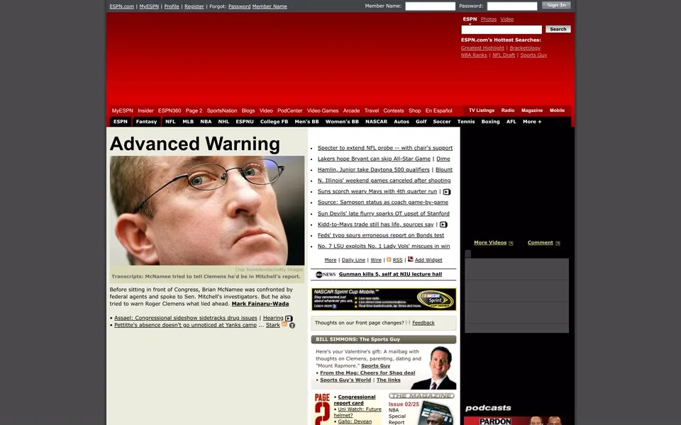 espn.com homepage in 2008