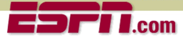 ESPN logo on the 1999 espn.com homepage: red ESPN.com wordmark on a pale bar under the GO Network header, no oval