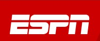ESPN logo on the 2015 espn.com homepage: white ESPN on a red tab on the thin black nav bar after the responsive rebuild (unchanged to 2026)