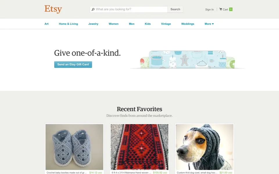 etsy.com homepage in 2014