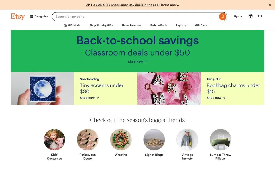 etsy.com homepage in 2024