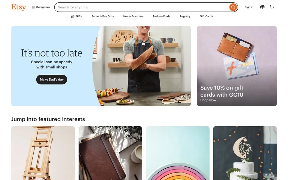 etsy.com homepage in 2025