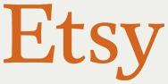 Etsy logo on the 2014 etsy.com homepage: the orange block disappears; plain orange serif wordmark on the page