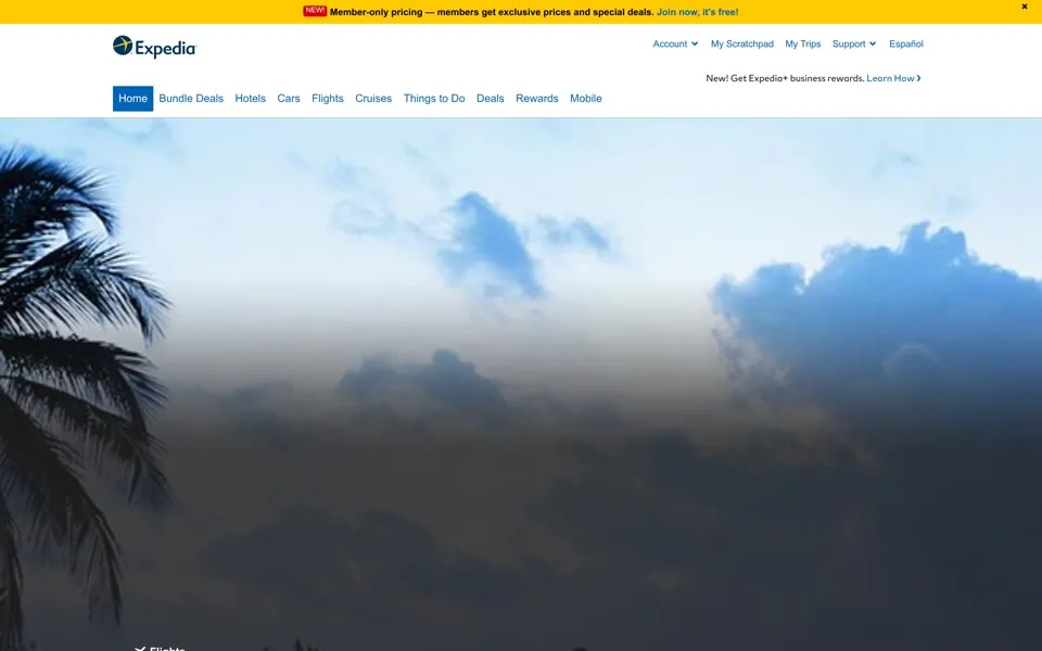 expedia.com homepage in 2015
