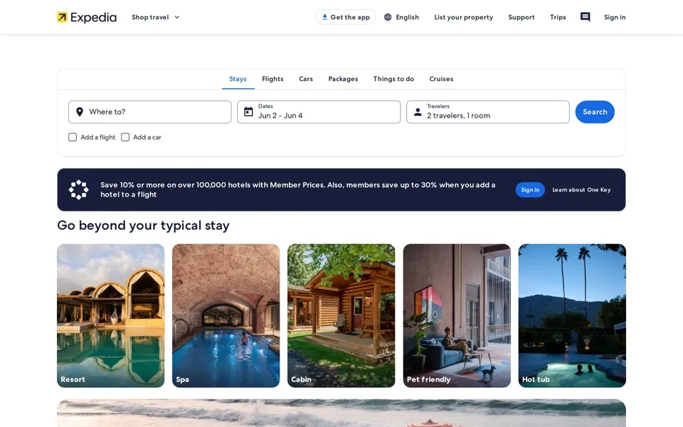 expedia.com homepage in 2024