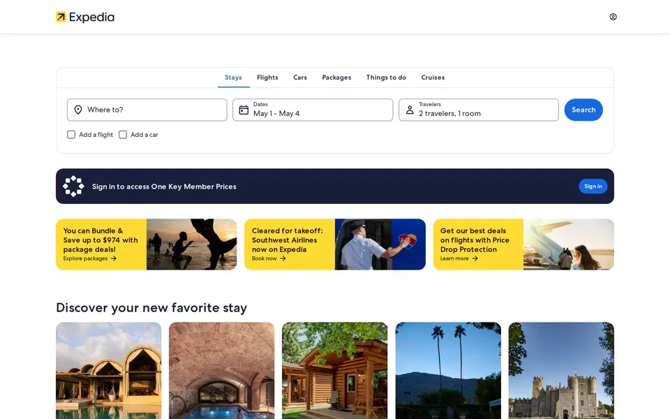 expedia.com homepage in 2025