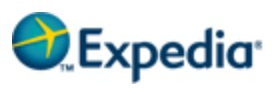Expedia logo on the 2010 expedia.com homepage: Globe turns blue-green with a gradient plane (the 'Where you book matters' rebrand by LPK)