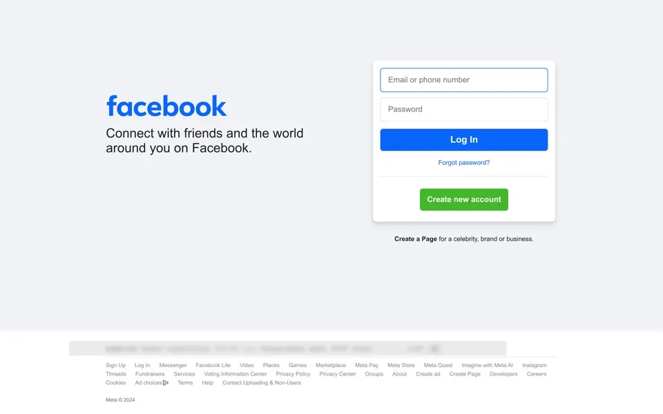 facebook.com homepage in 2024
